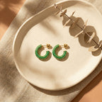 Textured Green Enamel Hoops