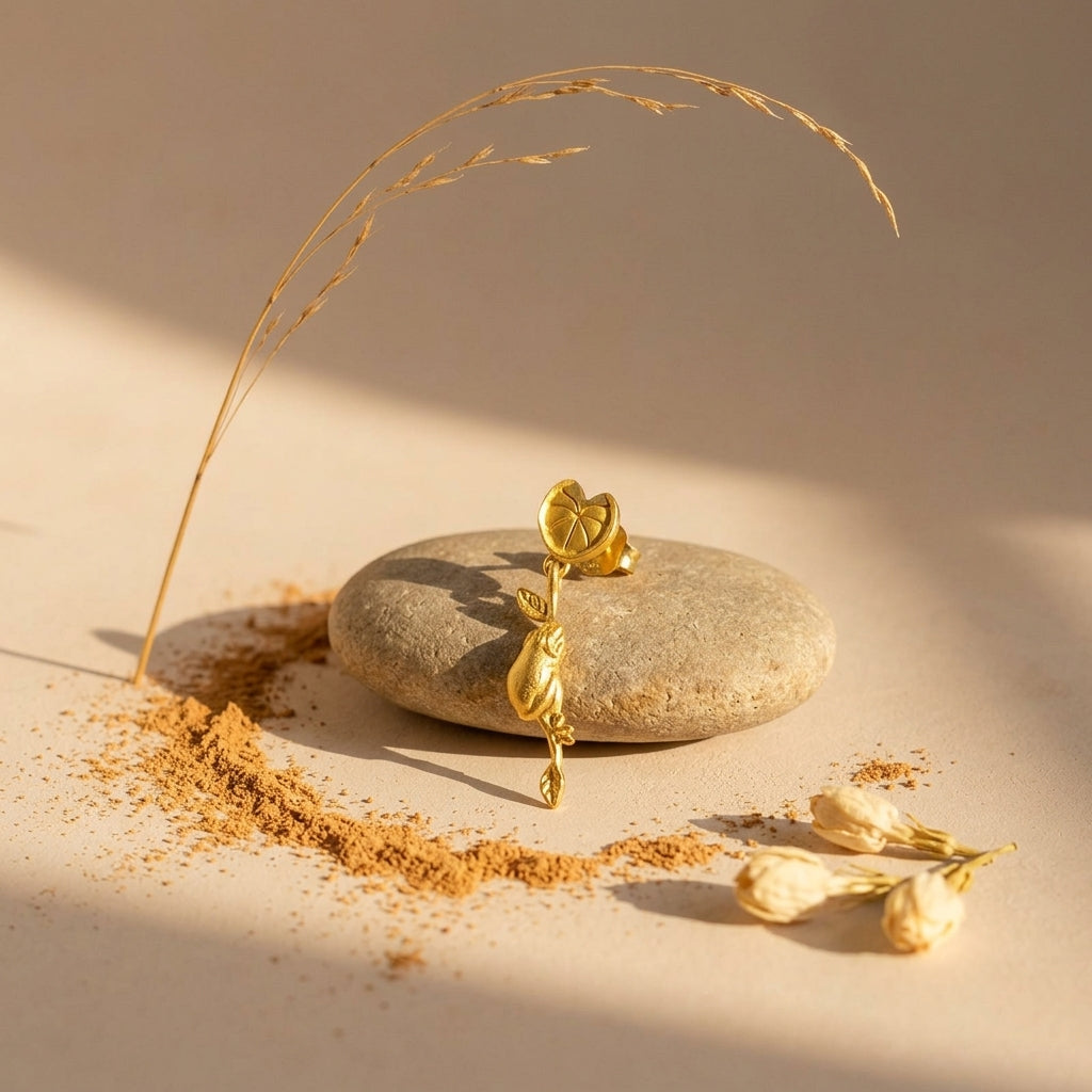Gold Frog Drop Earring