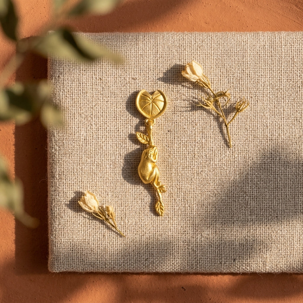 Gold Frog Drop Earring