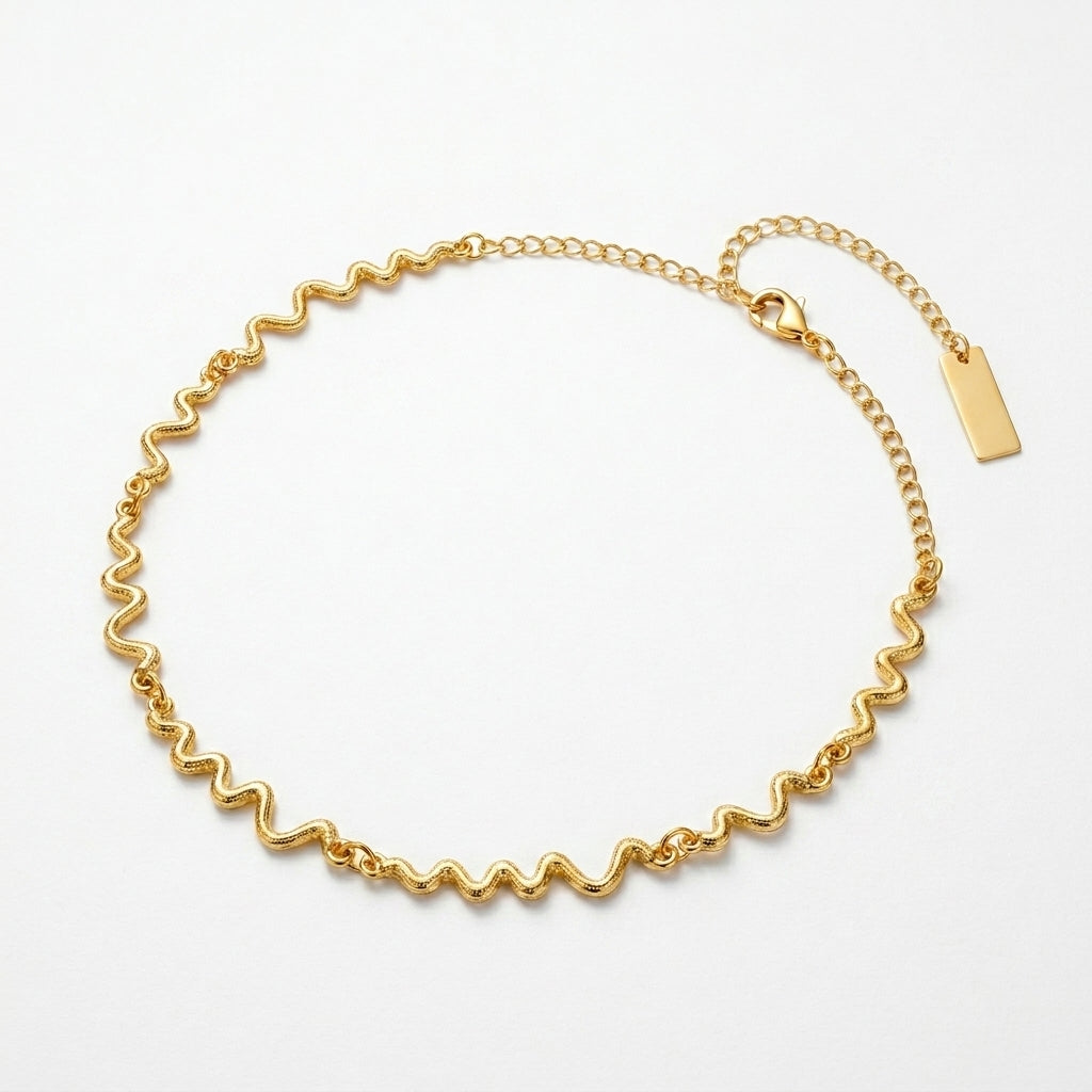 Gold Wavy Choker Necklace