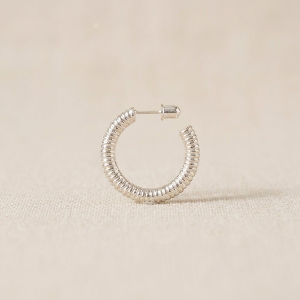 Silver Textured Hoops